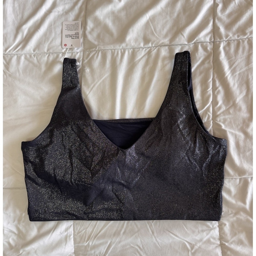 NWT Lululemon Bend This Scoop and Square Bra A-C Cups SZ L/XL Shine Soft Navy